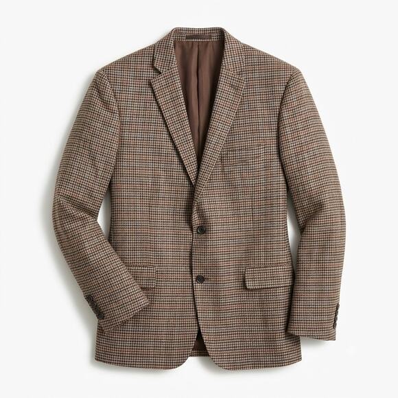 Savile Row Other - Saville Row London Wool Tweed Sport Coat Brown Houndstooth Check Mens 46R